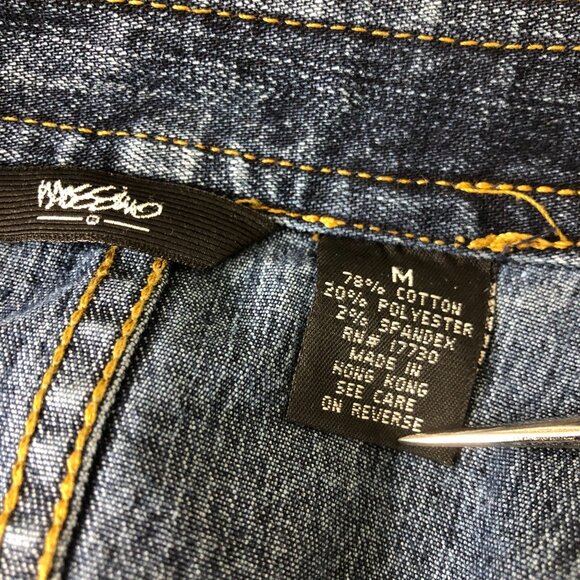 Mossimo Denim Cropped Jacket Sz Medium Mandarin Collar Button-Up Stretch Cotton - Picture 3 of 8